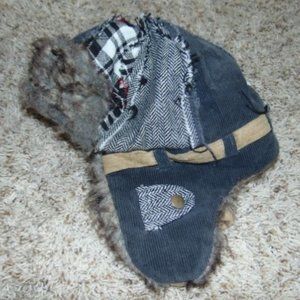 Boys Winter Trapper Hat Apt 9 Gray Patchwork Fx Fur Front Cap Hat Kids Polyester
